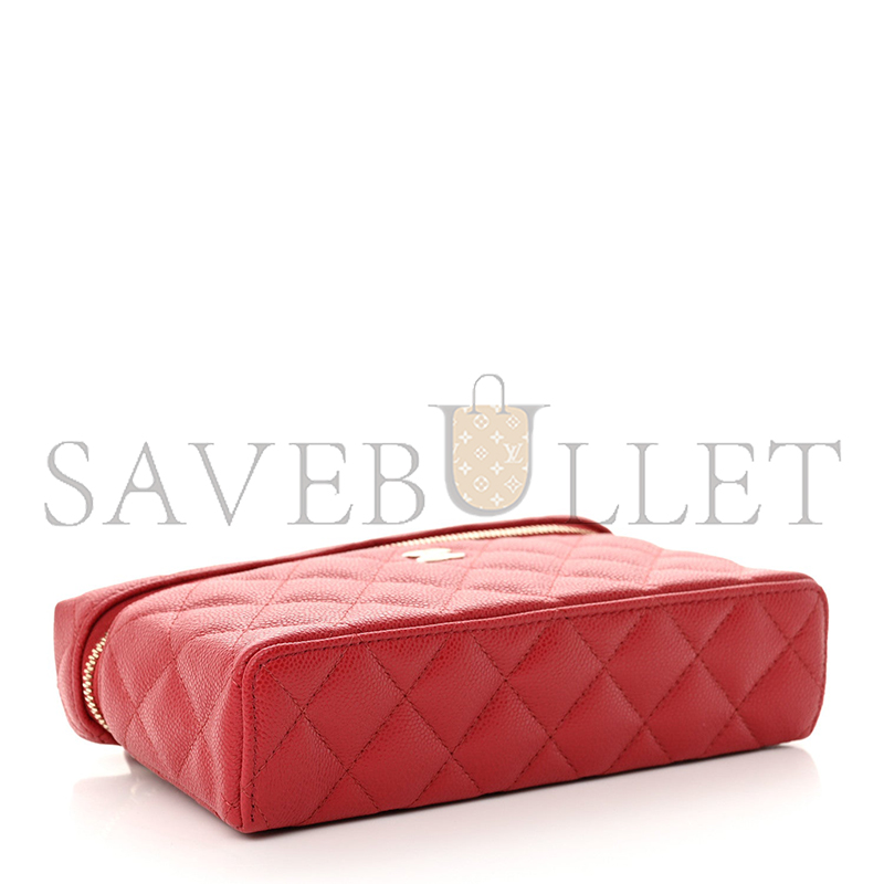 Ch**el master caviar quilted top handle slim vanity with chain red (19*11*5cm)